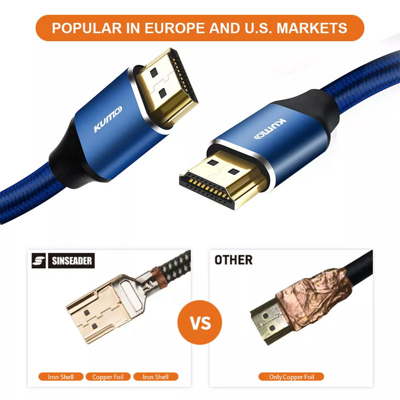 HDR TDR Test 48gbps vergoldetes 4k HDMI Kabel 120Hz unterstützt Ethernet 3D 4K HDTV