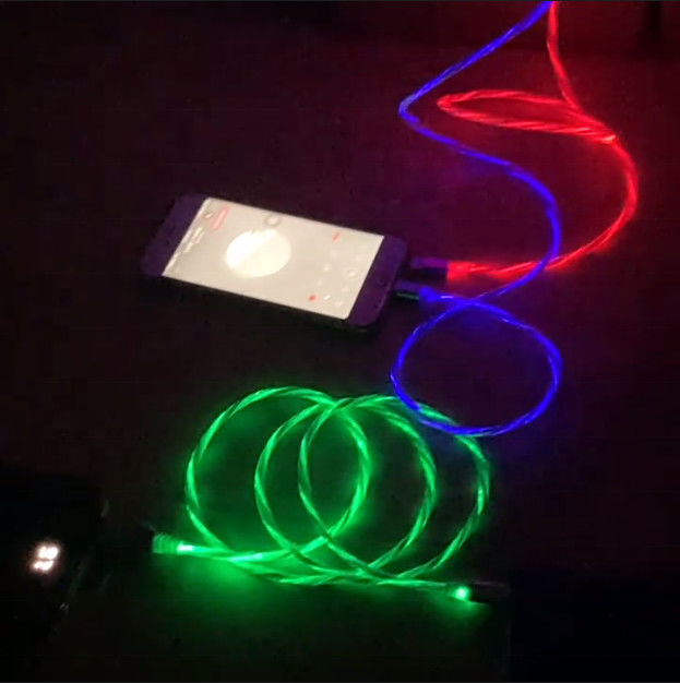 Die schnelle Aufladung verkabeln 3 IN 1 Art Kabel-Blitz-blinkendes Kabel C 3A LED buntes Aufladungsusb