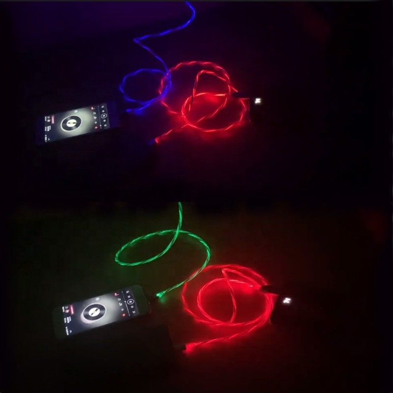 Die schnelle Aufladung verkabeln 3 IN 1 Art Kabel-Blitz-blinkendes Kabel C 3A LED buntes Aufladungsusb