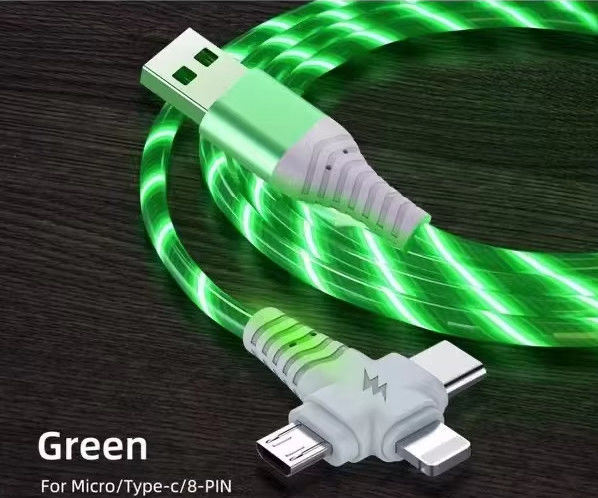 Warmverkauf Fabrikpreis 3 in 1 USB-Kabel zum Beleuchten in der Nacht und Datum Übertragung leuchtende Kabel