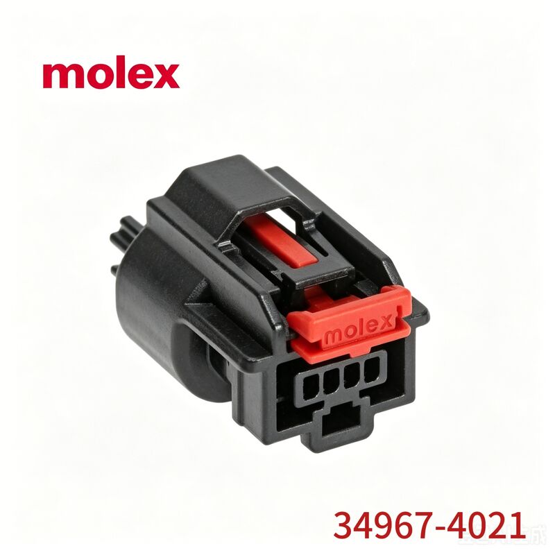 Molex 34967-4021 4-poliges schwarzes Kfz-Steckergehäuse mit rotem Verriegelungsclip, Original-Molex-Stecker