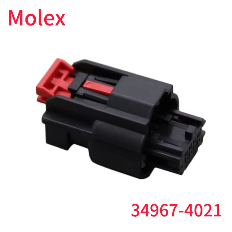 Molex 34967-4021 4-poliges schwarzes Kfz-Steckergehäuse mit rotem Verriegelungsclip, Original-Molex-Stecker