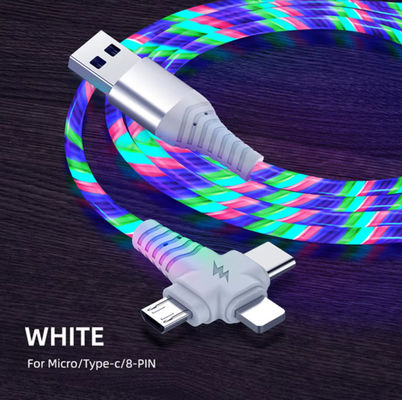 3in1 Flow Luminous Lighting USB-Kabel für Samsung 3 in 1 2in1 LED Micro USB Typ C 8Pin Ladegerät Draht für iPhone Huawei Xiaomi